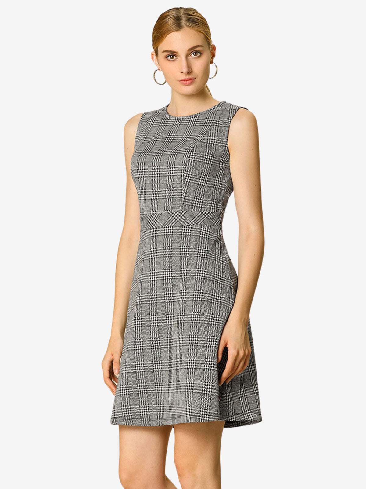 Round-Neck Sleeveless Fit-and-Flare Dress