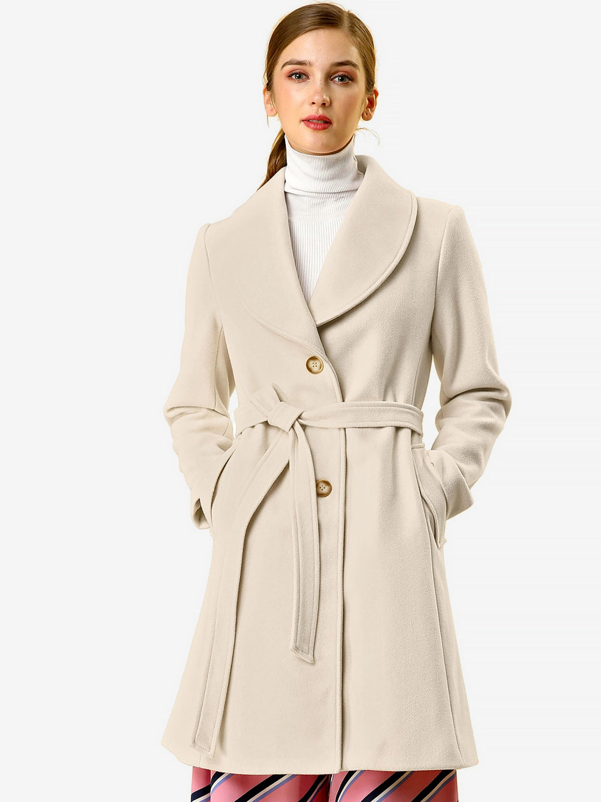 Round Lapel Belted Trench