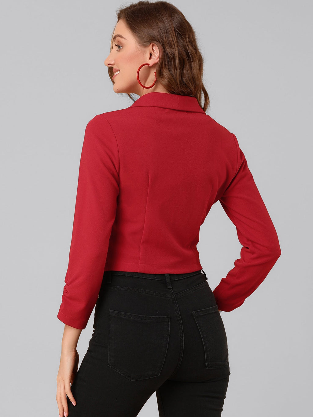 Open-Front Fitted Hook Blazer
