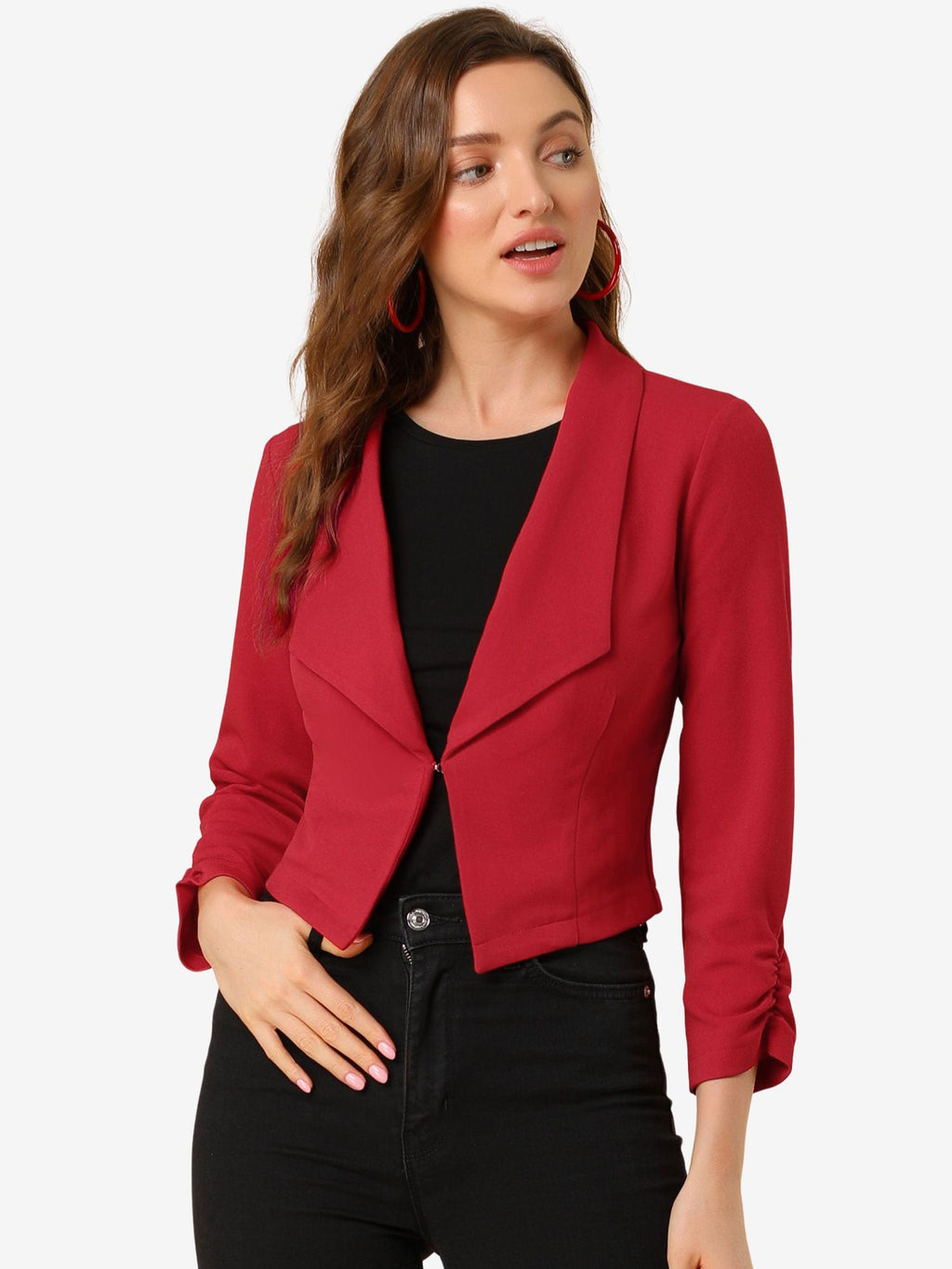 Open-Front Fitted Hook Blazer
