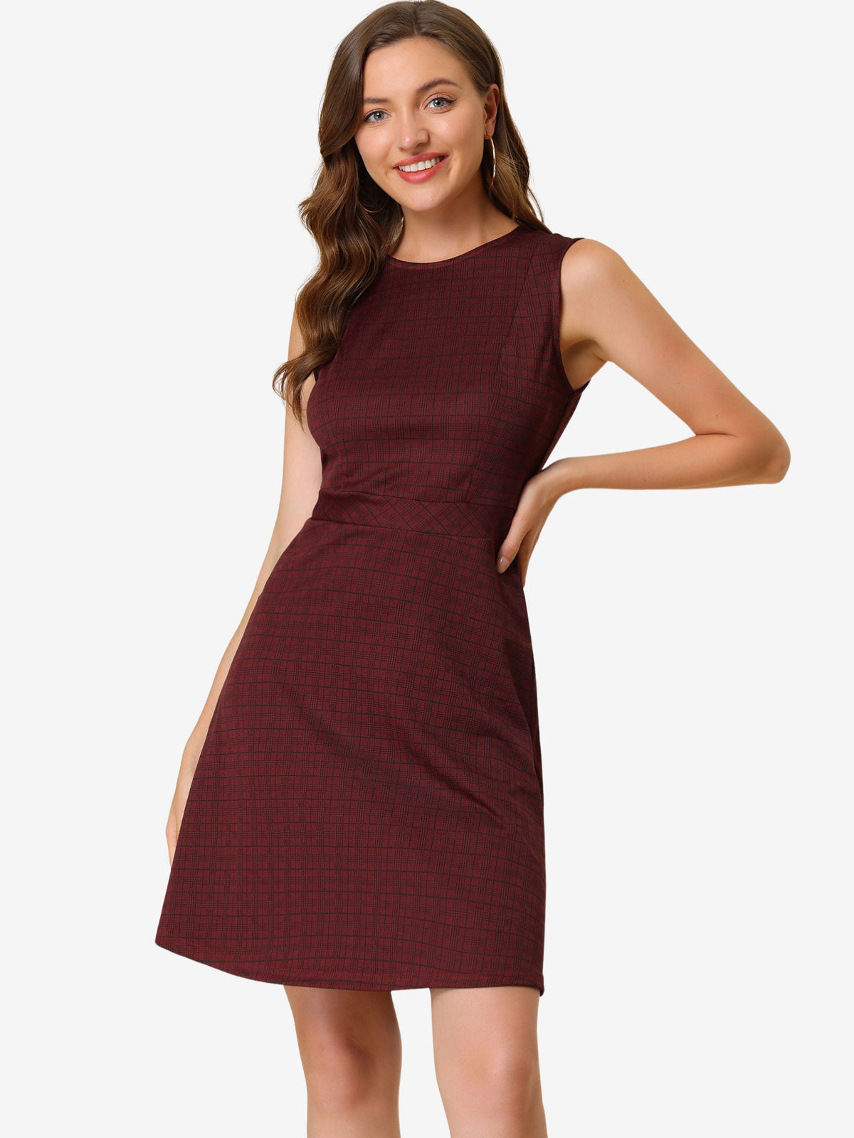 Round-Neck Sleeveless Fit-and-Flare Dress
