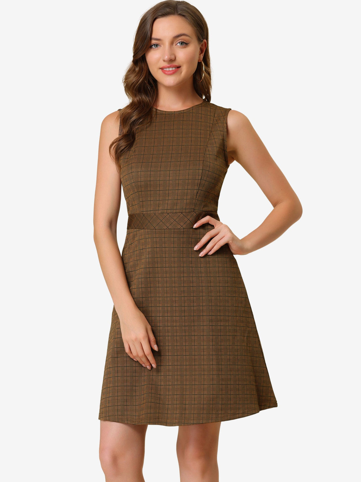 Round-Neck Sleeveless Fit-and-Flare Dress