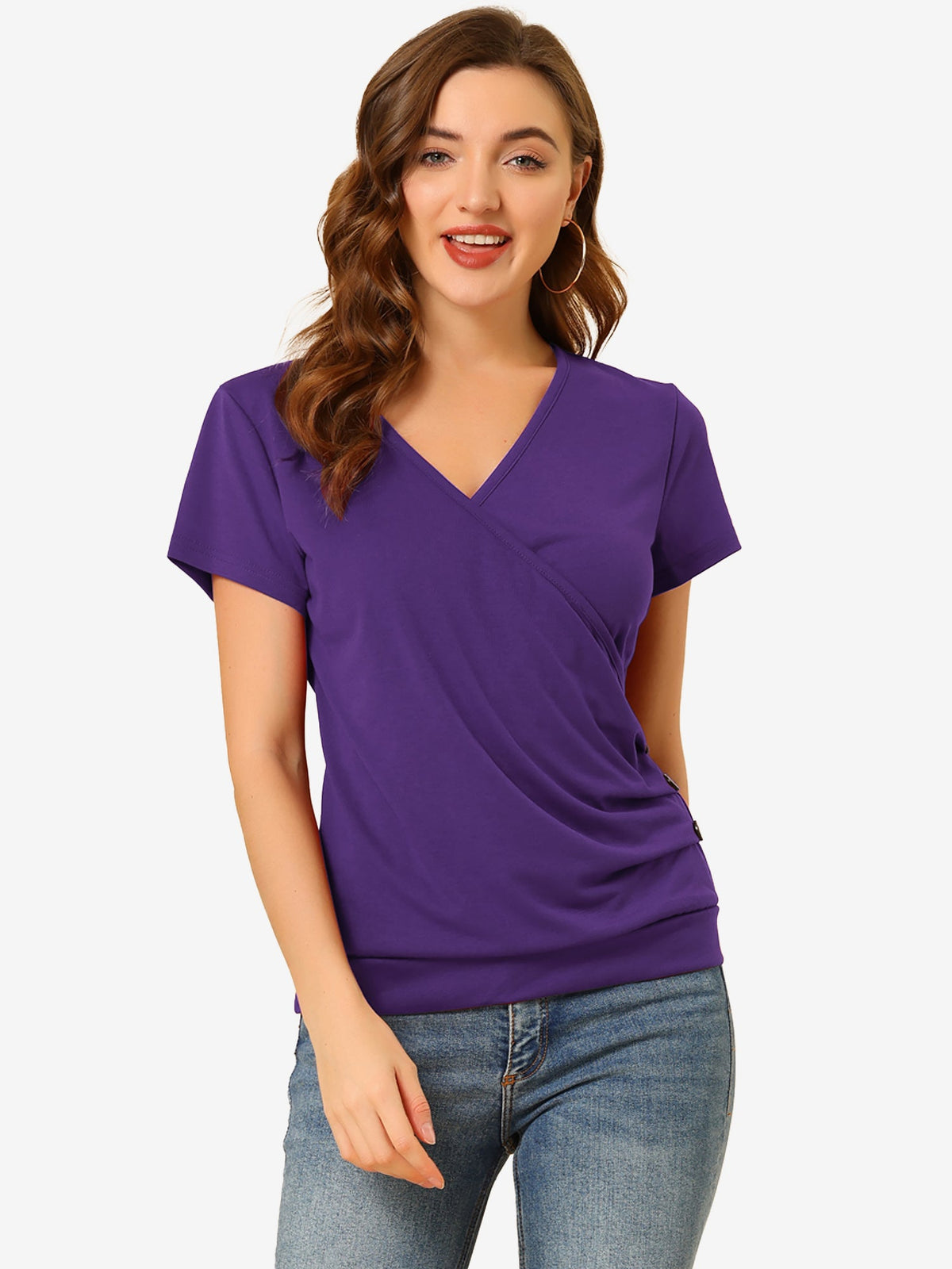 Knotted V-Neck Textured Top
