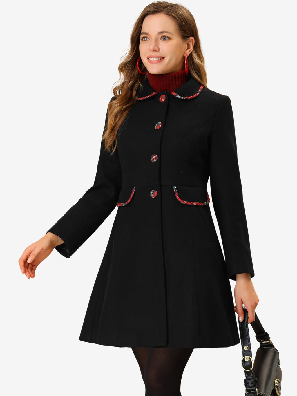 Mid-Thigh Polyester Contrast Coat