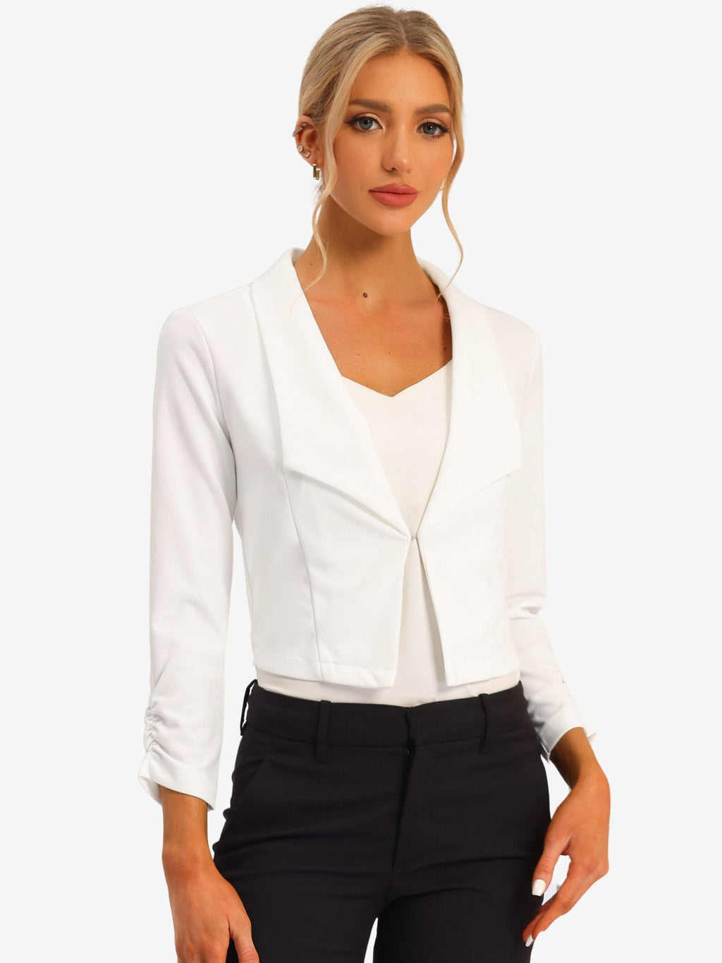 Open-Front Fitted Hook Blazer