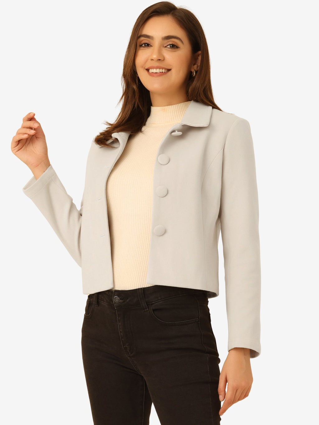Cotton-Blend Point Collar Bomber Jacket