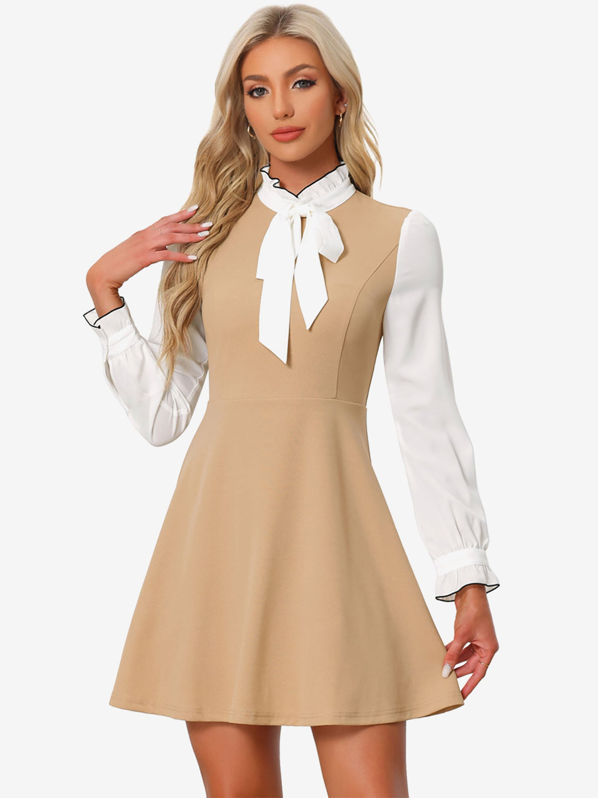 Ruffle Collar Bow Tie Dress