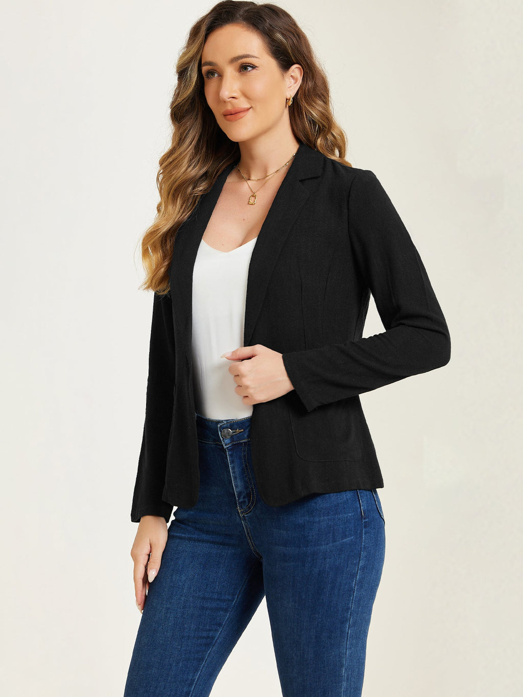 Fluid-Drape Solid Blazer