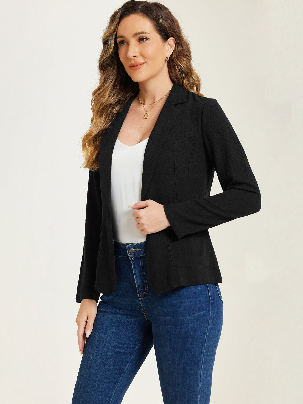 Fluid-Drape Solid Blazer