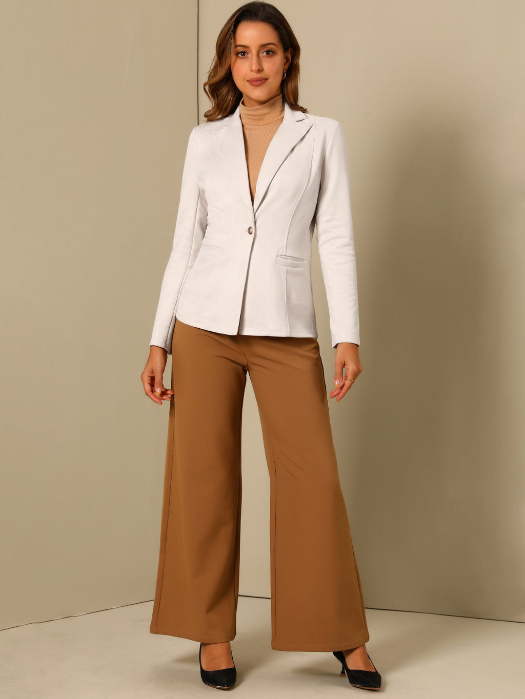Stretch Solid Faux Suede Blazer