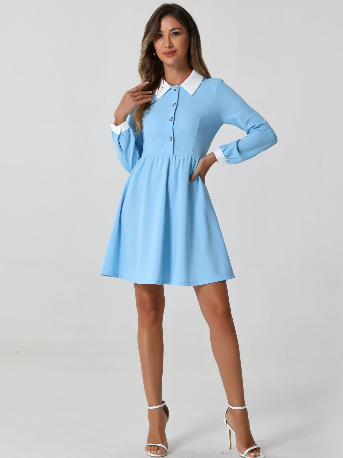 Concealed Zipper Long-Sleeve Dress