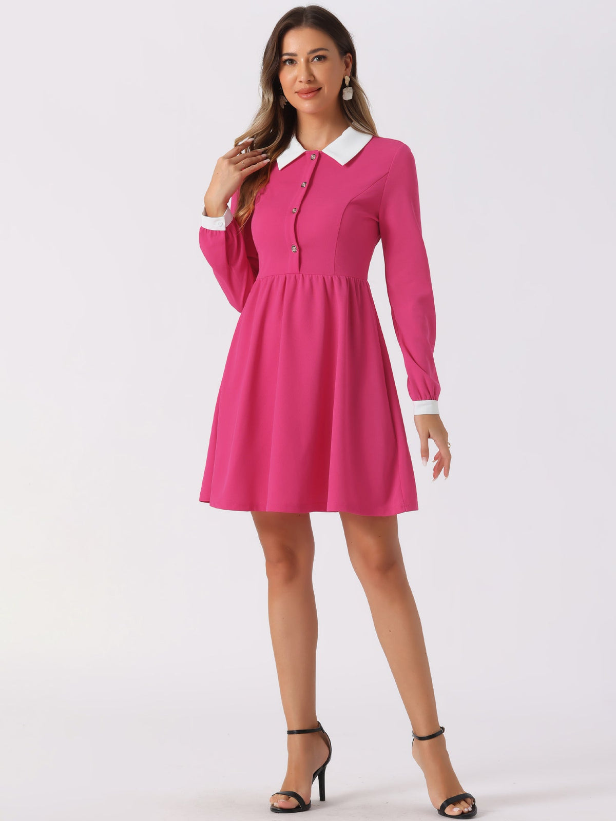 Concealed Zipper Long-Sleeve Dress