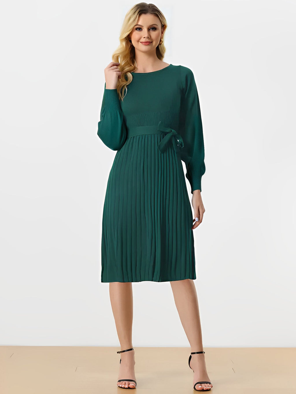 Machine-Wash Polyester Long-Sleeve Dress