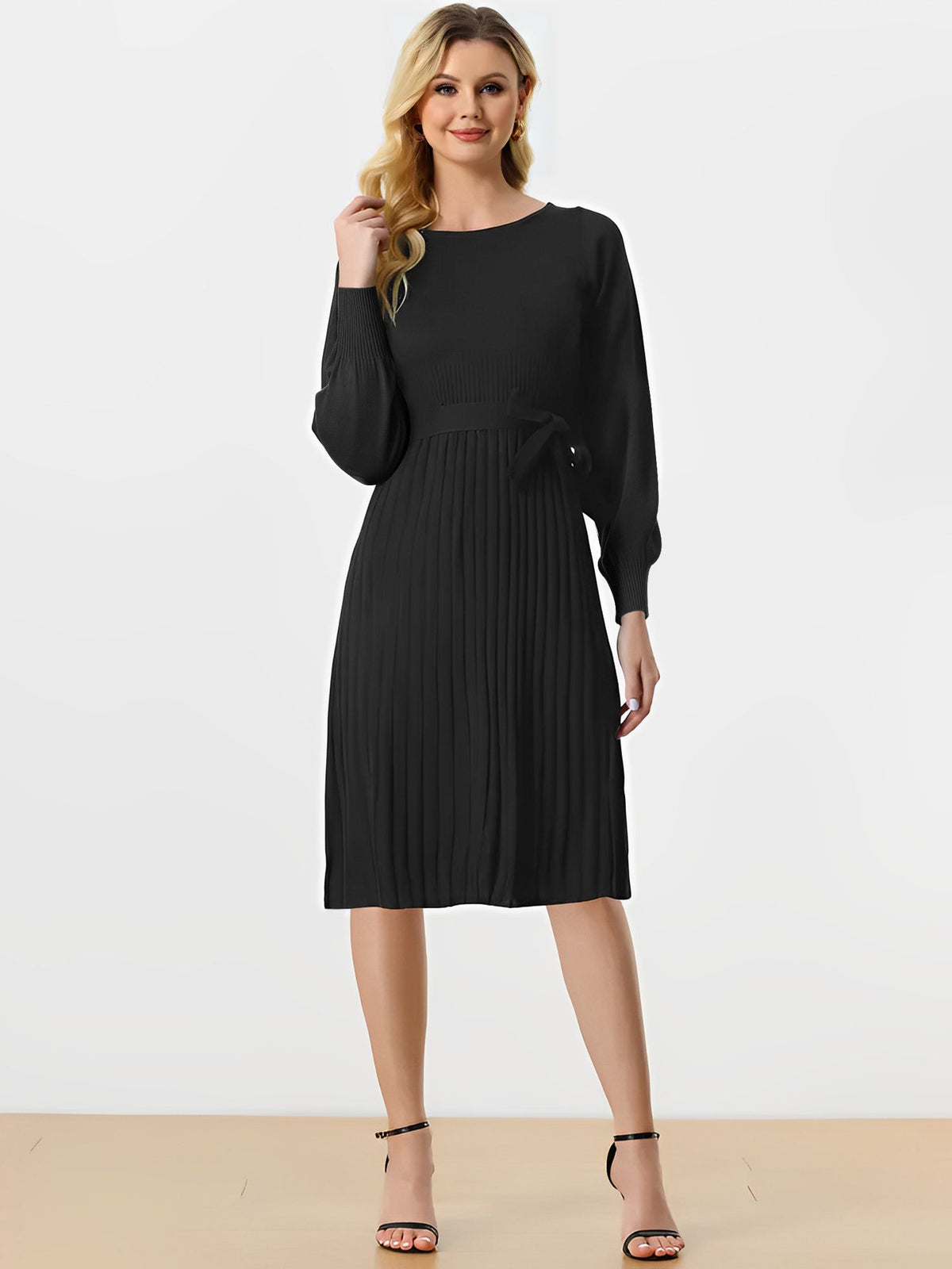 Machine-Wash Polyester Long-Sleeve Dress