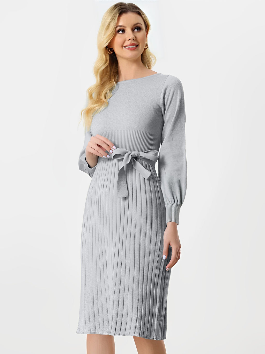 Machine-Wash Polyester Long-Sleeve Dress