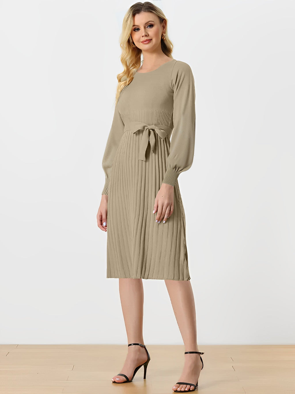 Machine-Wash Polyester Long-Sleeve Dress