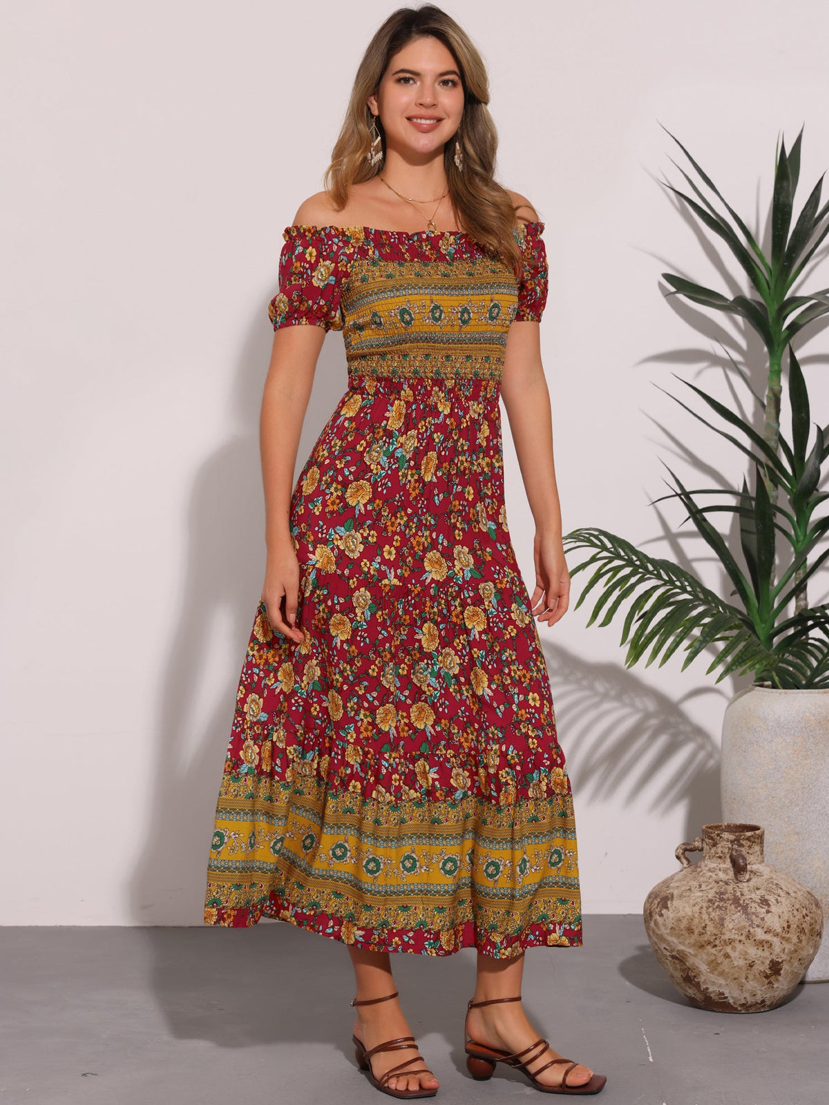 Mid-Length Short-Sleeve Dress