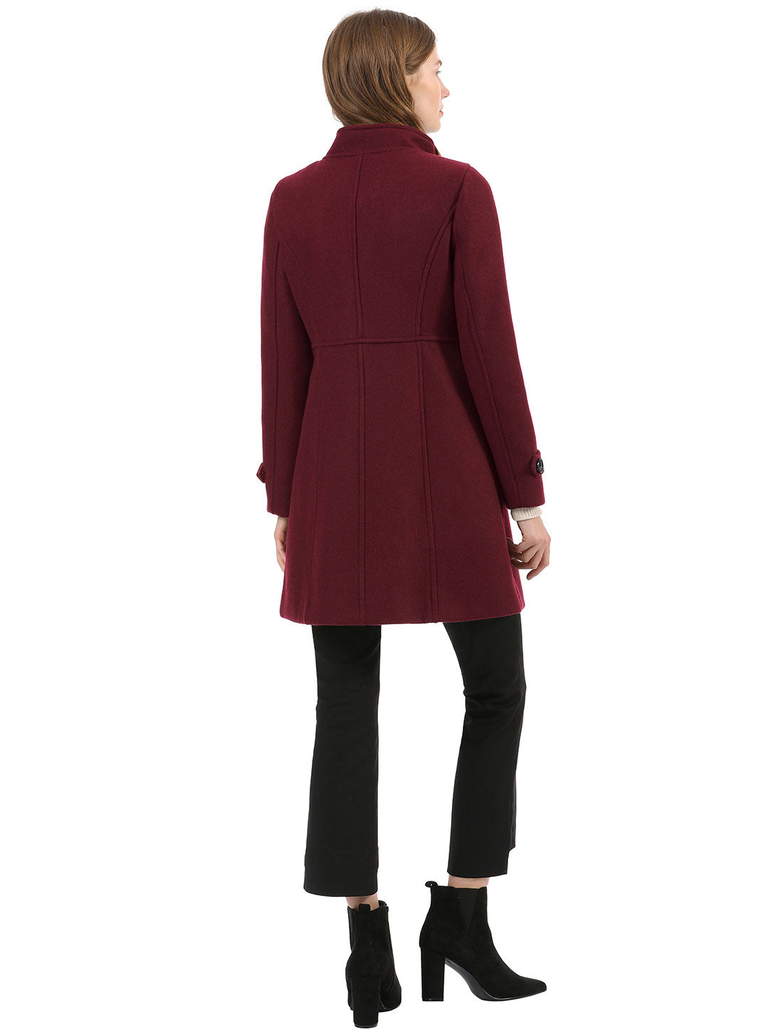 Double-Breasted Stand Collar Midi Coat