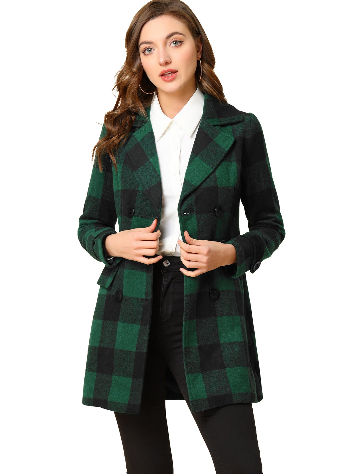 Plaid Wool-Blend Double-Breasted Overcoat
