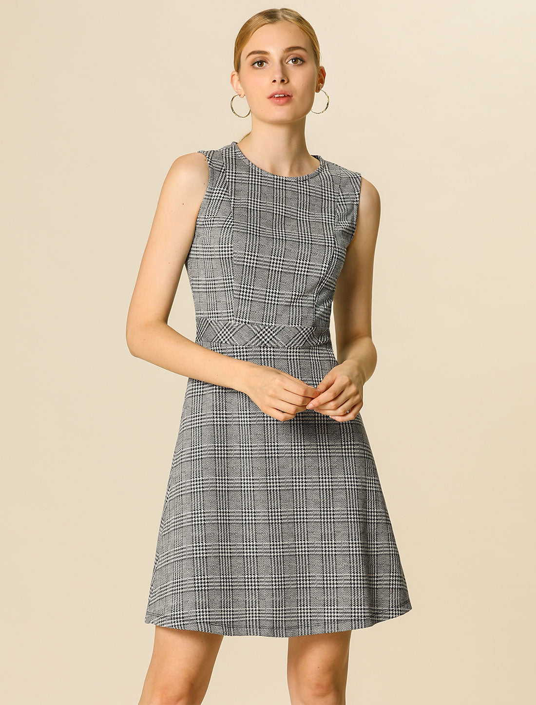 Round-Neck Sleeveless Fit-and-Flare Dress