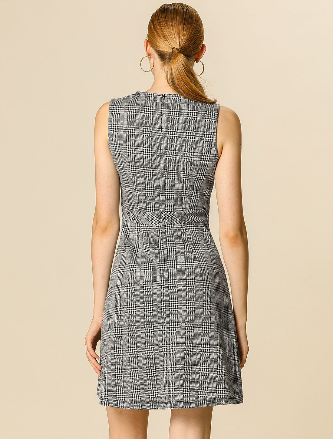 Round-Neck Sleeveless Fit-and-Flare Dress