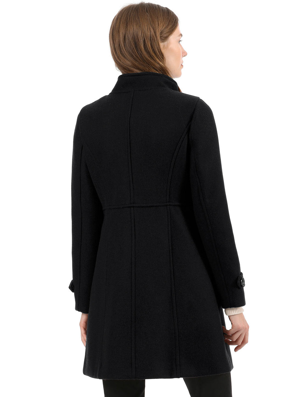 Double-Breasted Stand Collar Midi Coat