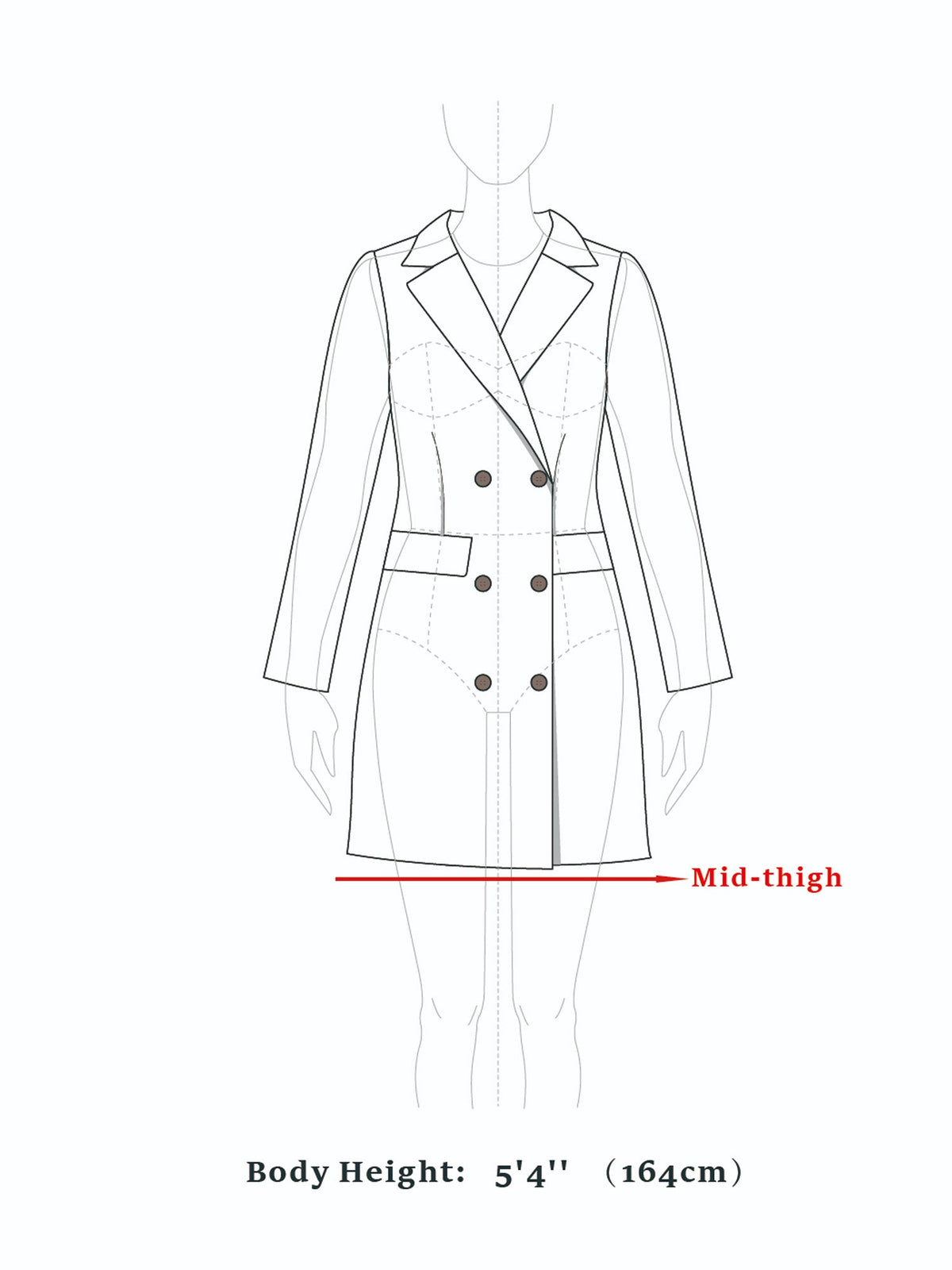 Turn-Down Collar Structured Overcoat