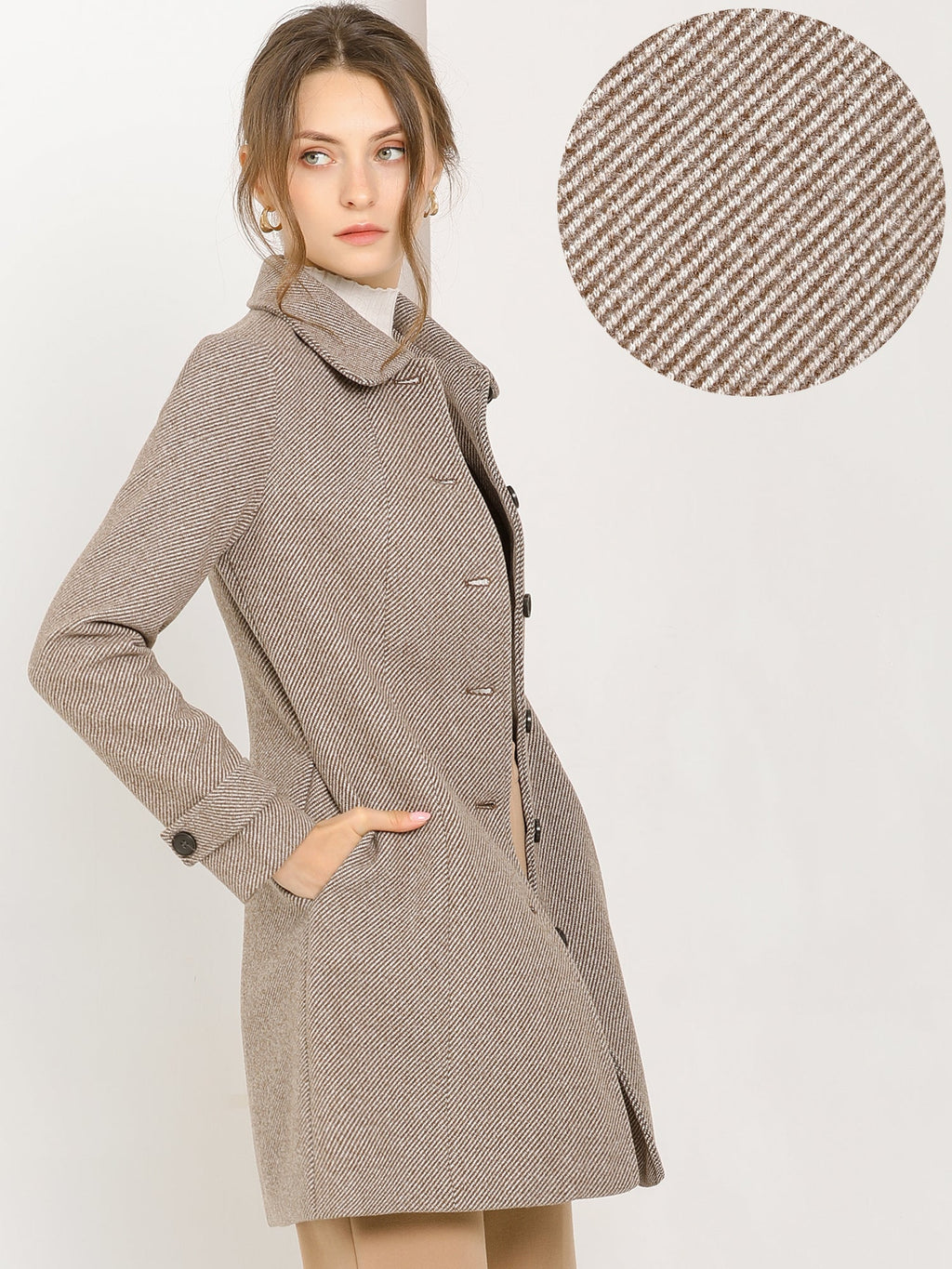 Slim-Profile Striped Overcoat