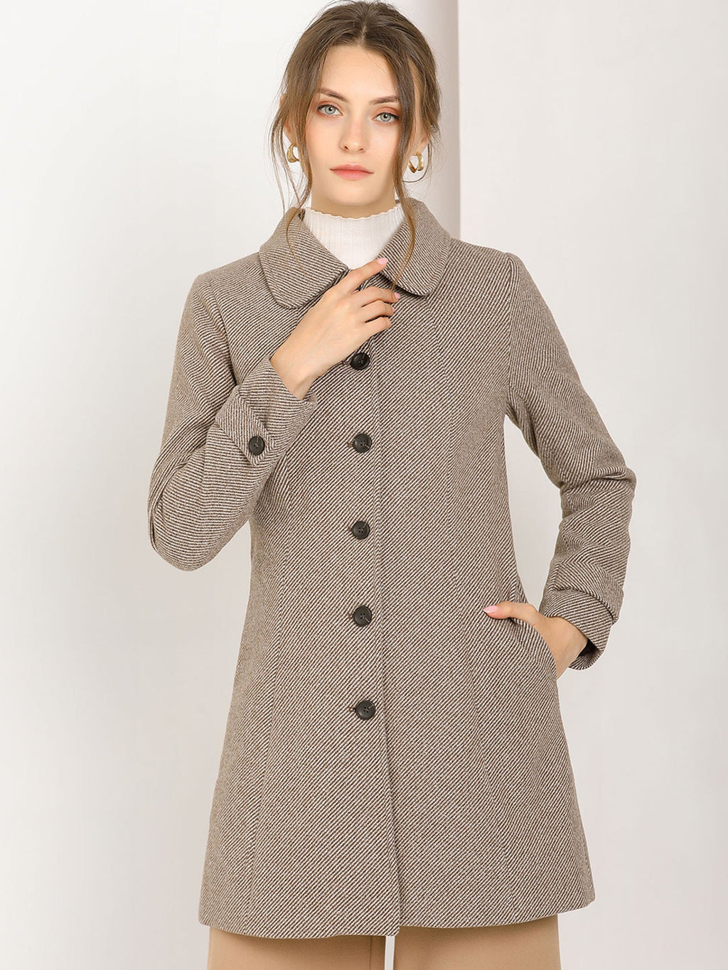 Slim-Profile Striped Overcoat