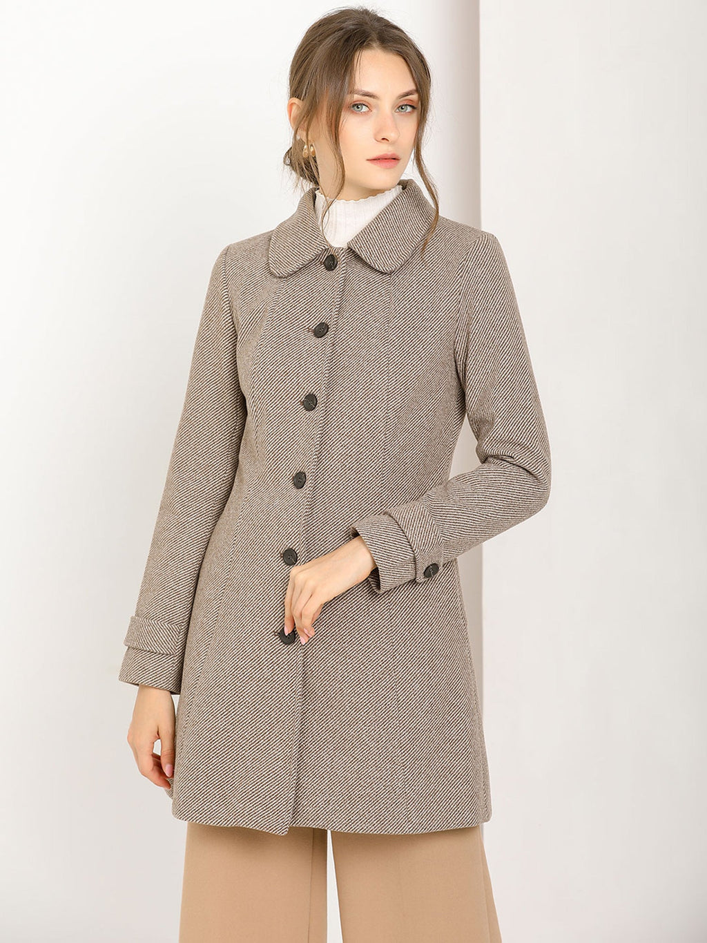 Slim-Profile Striped Overcoat