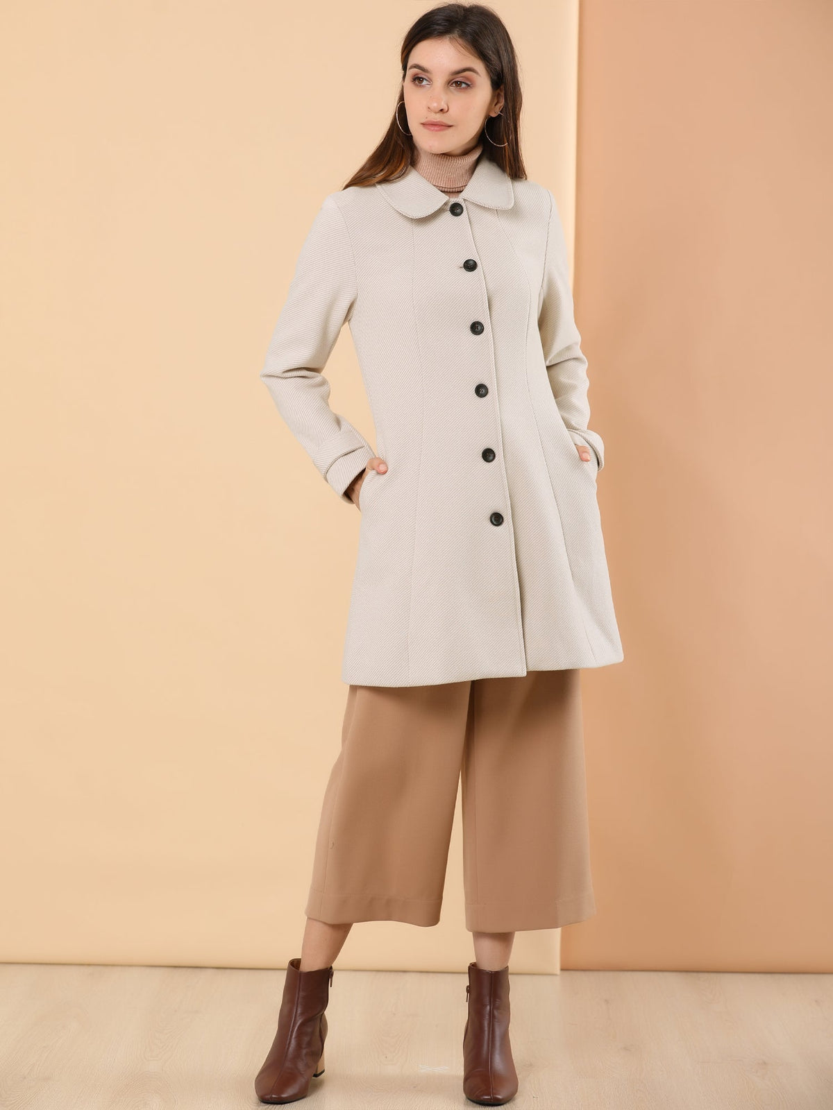 Slim-Profile Striped Overcoat