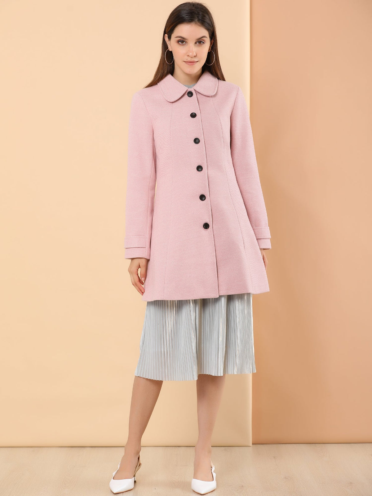Slim-Profile Striped Overcoat