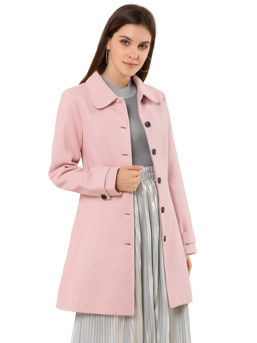 Slim-Profile Striped Overcoat