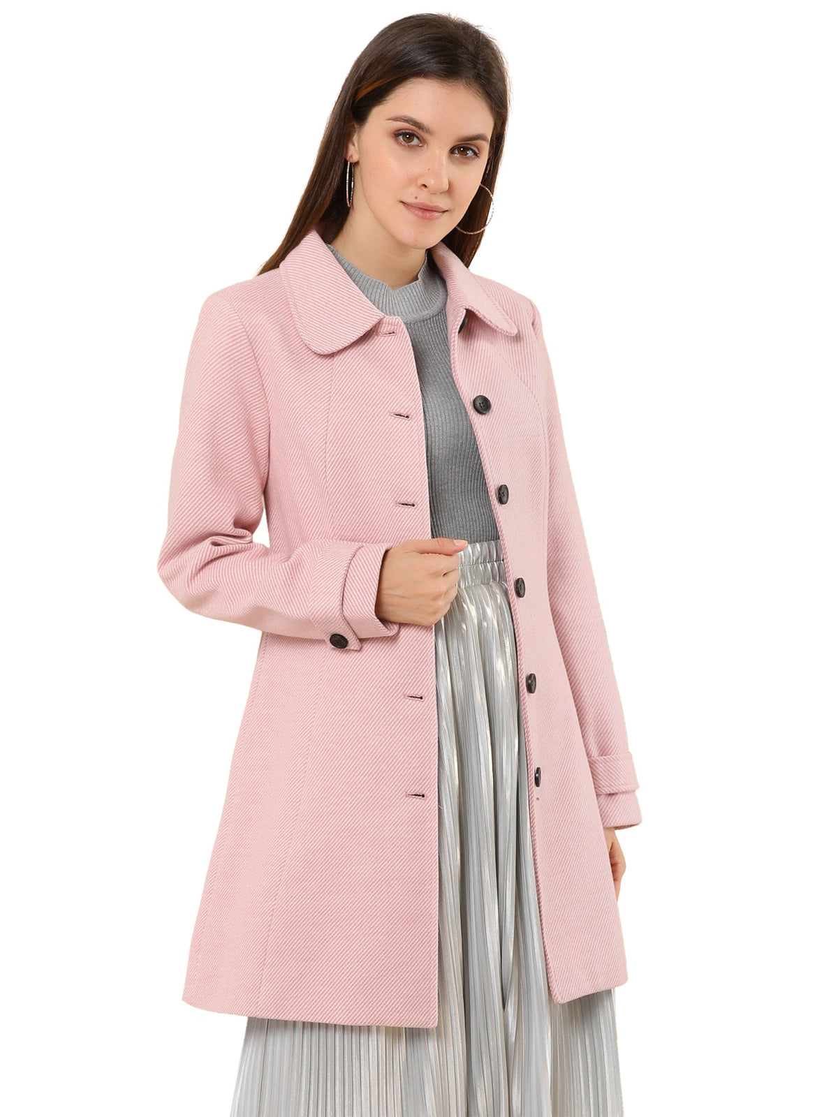 Slim-Profile Striped Overcoat