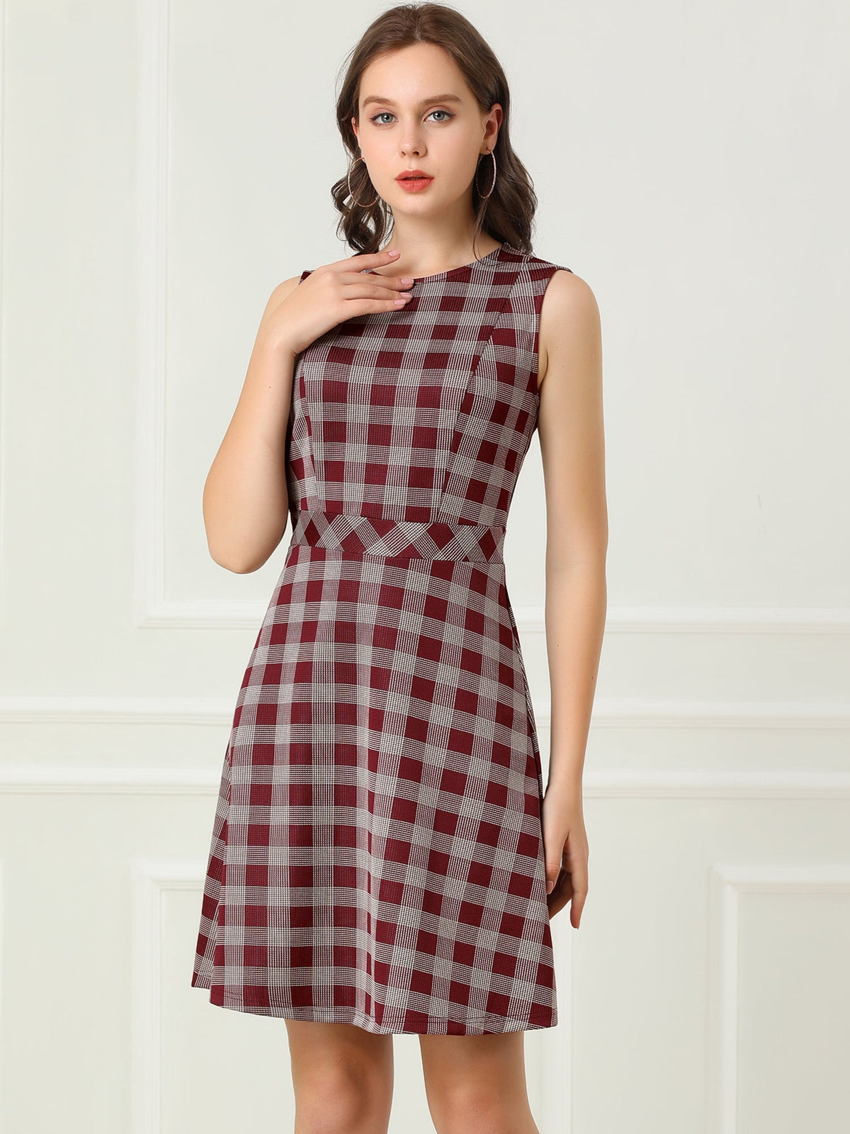 Round-Neck Sleeveless Fit-and-Flare Dress