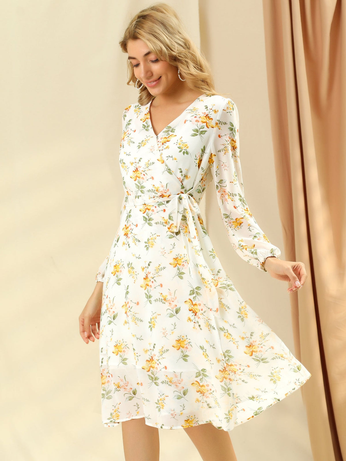 Tie Closure Sheer Long Dress