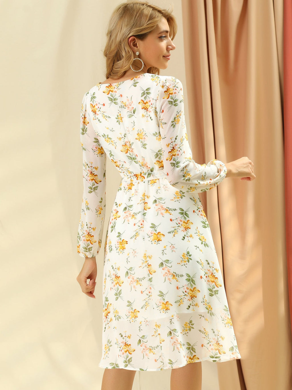 Tie Closure Sheer Long Dress