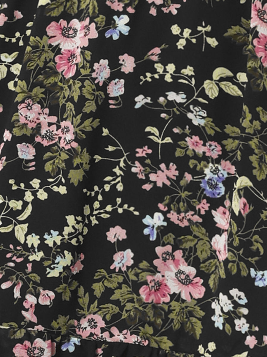 Floral Standing Collar Dress