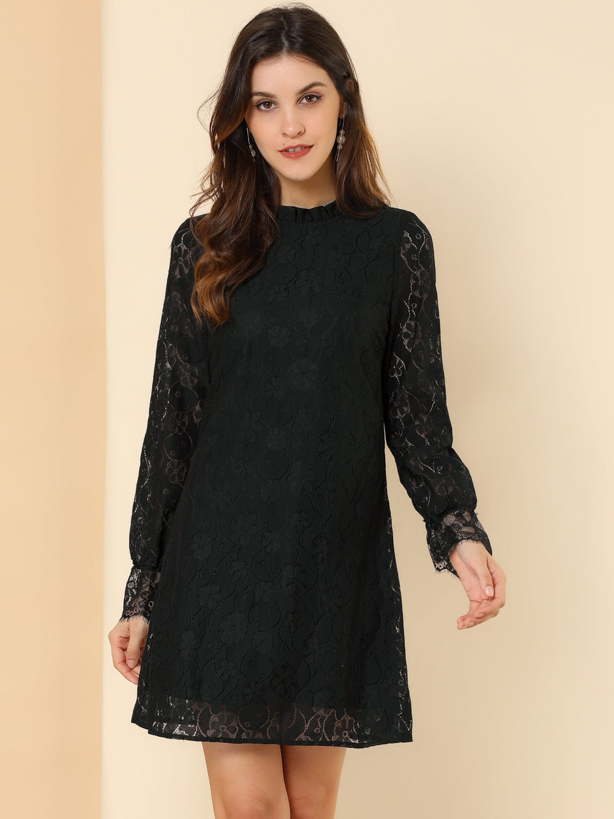 Floral Lace Crew Neck Dress