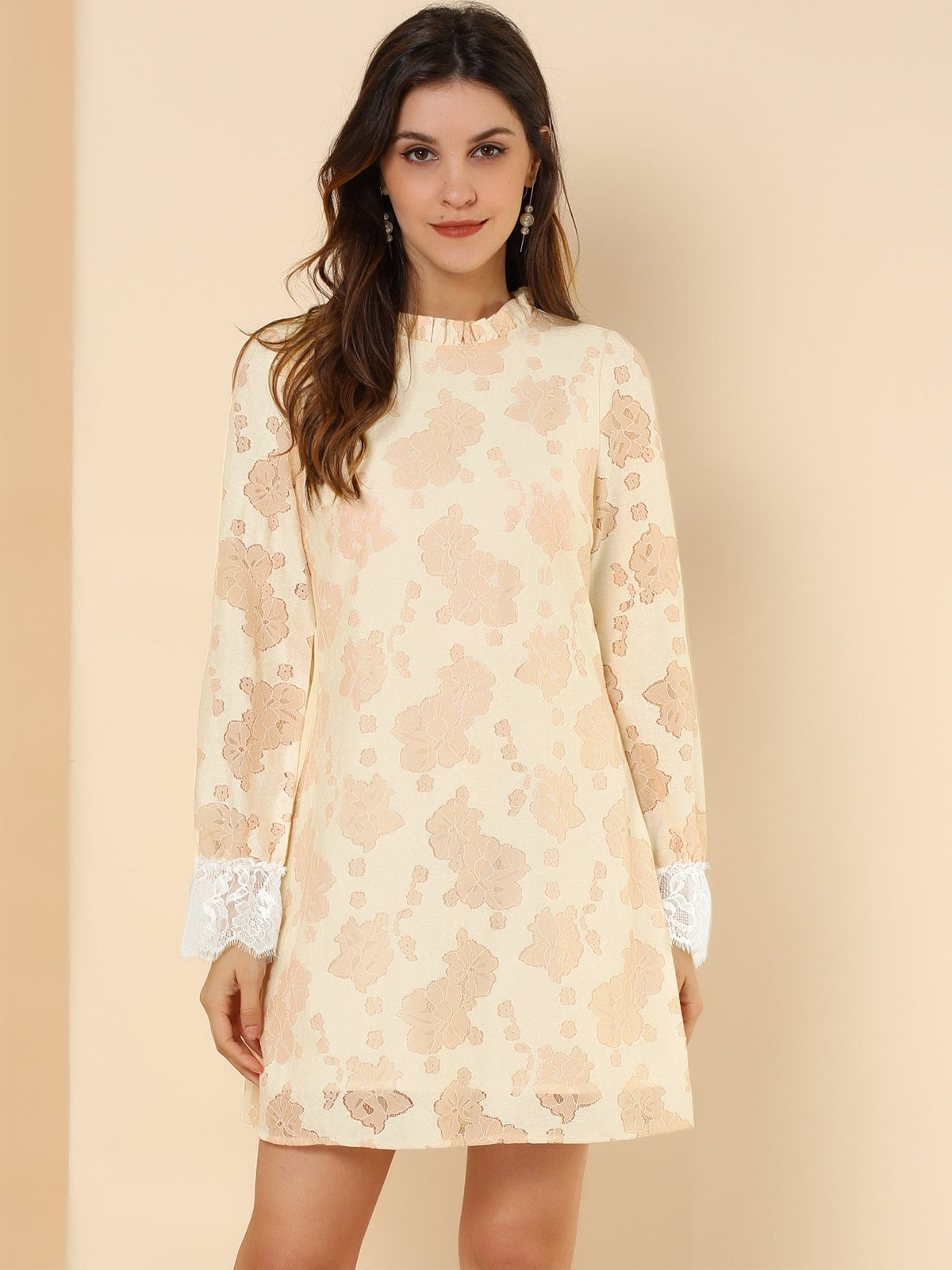 Floral Lace Crew Neck Dress