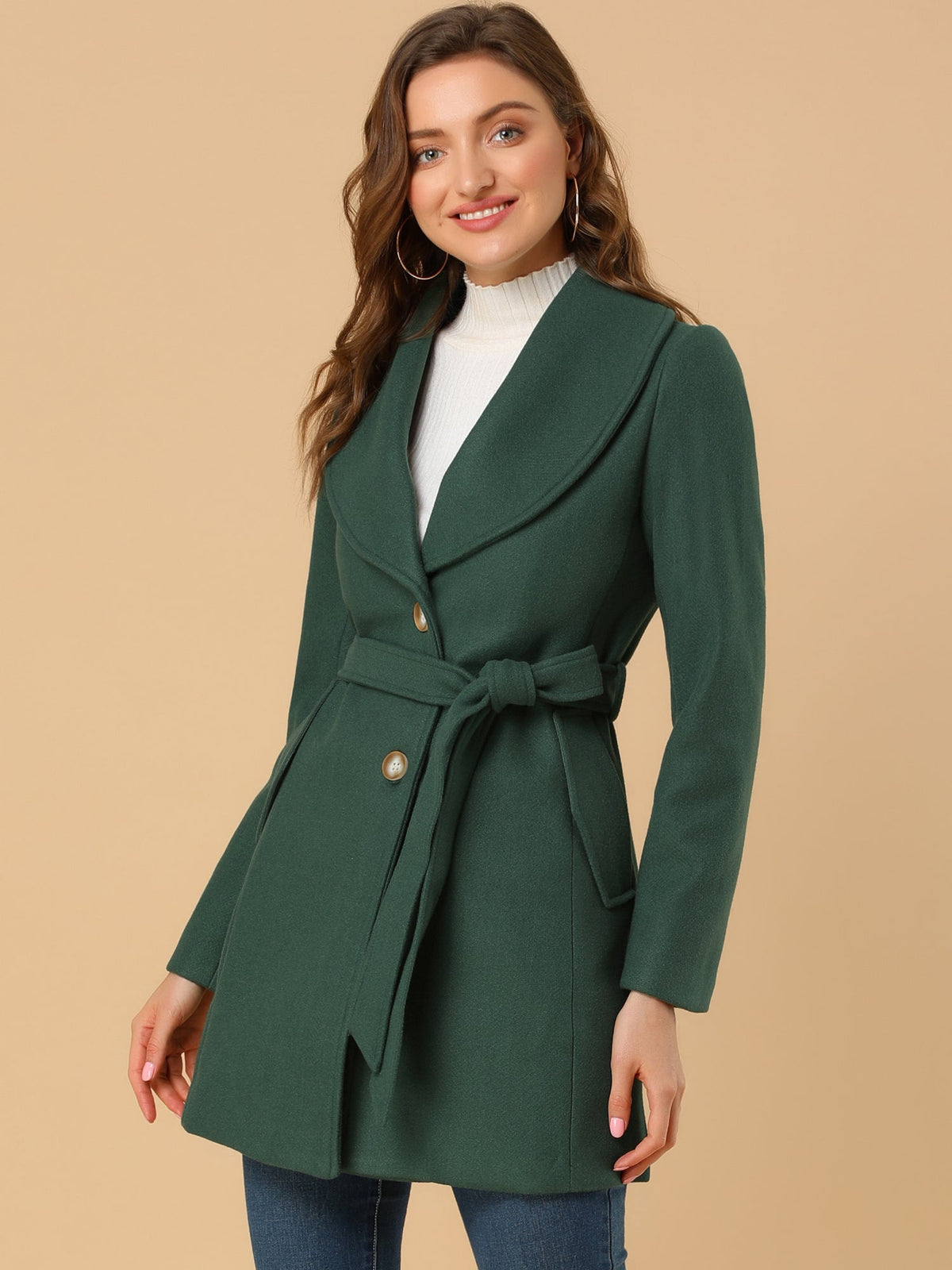 Round Lapel Belted Trench