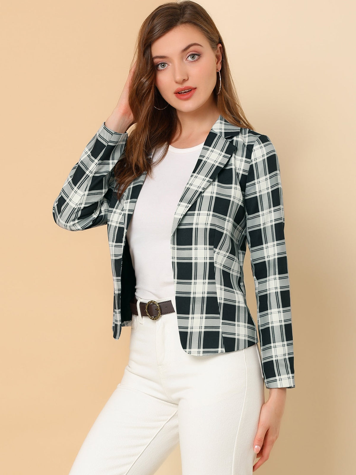 Notched Lapel Print Long-Sleeve Coat
