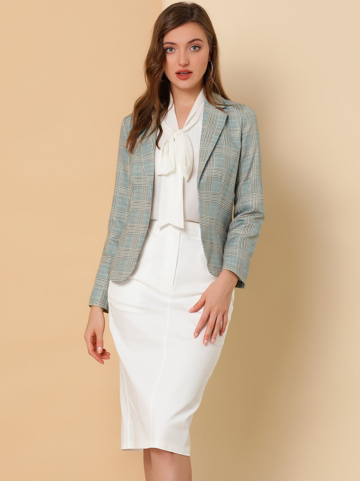 Notched Lapel Print Long-Sleeve Coat