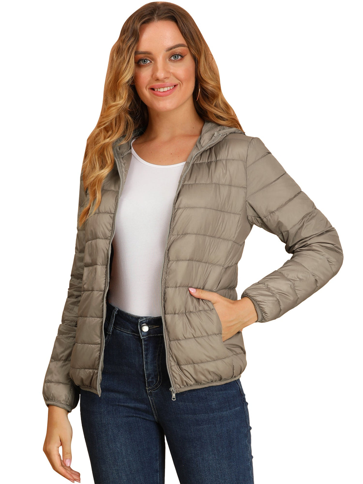 Slant Pocket Elastic Cuff Puffer