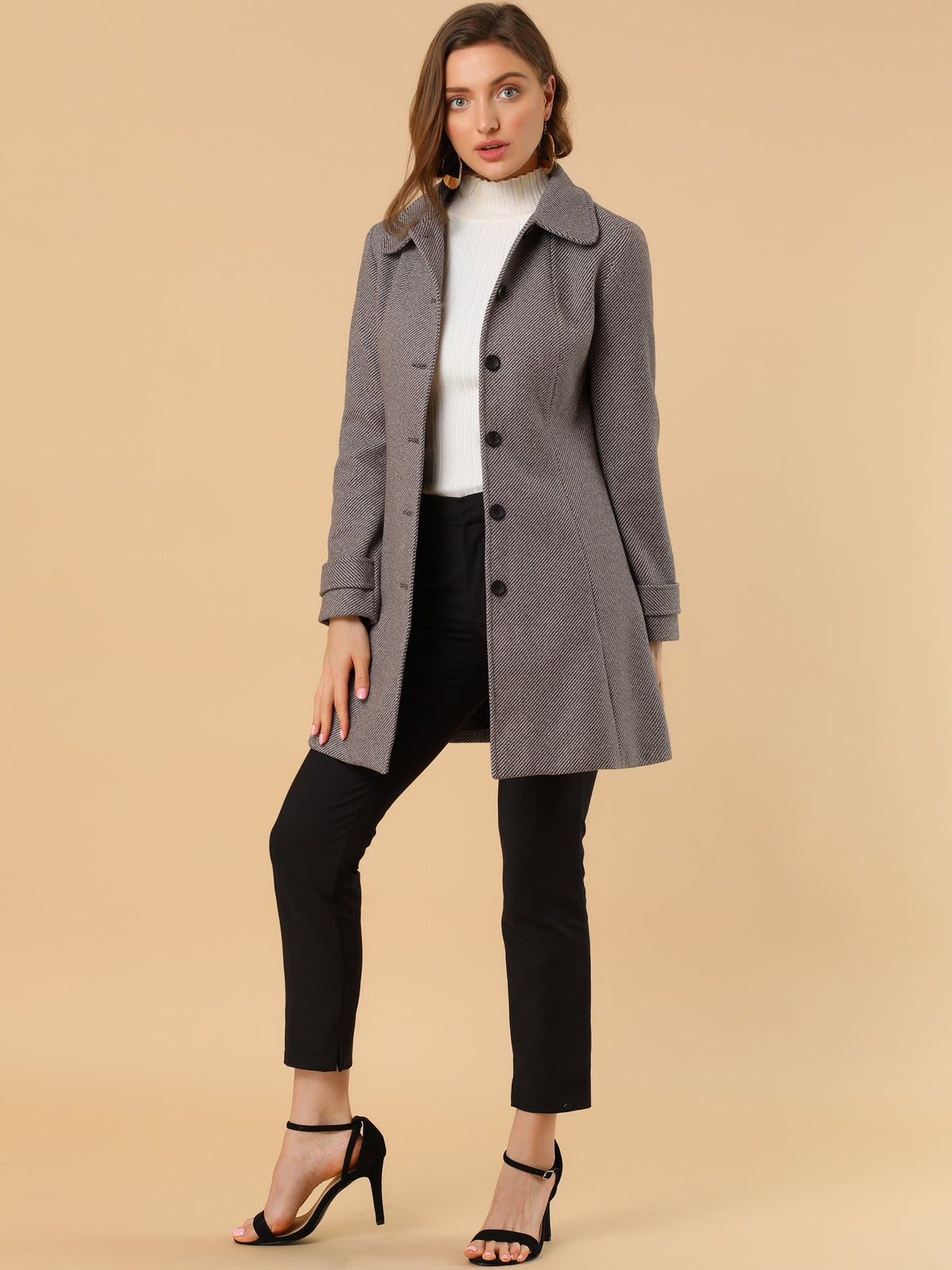 Slim-Profile Striped Overcoat