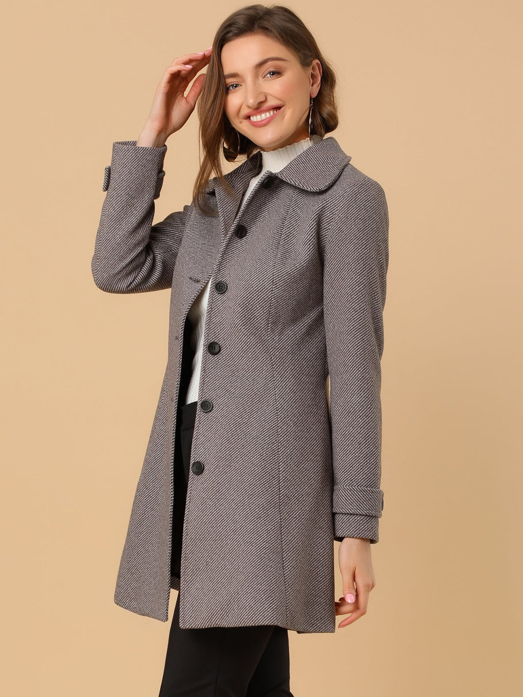 Slim-Profile Striped Overcoat