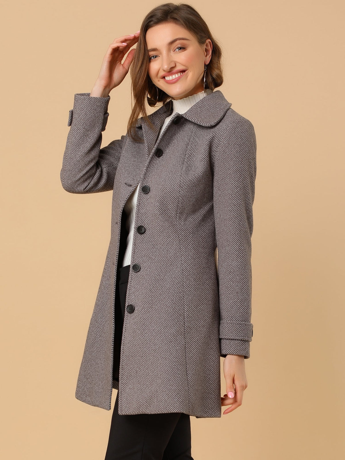 Slim-Profile Striped Overcoat
