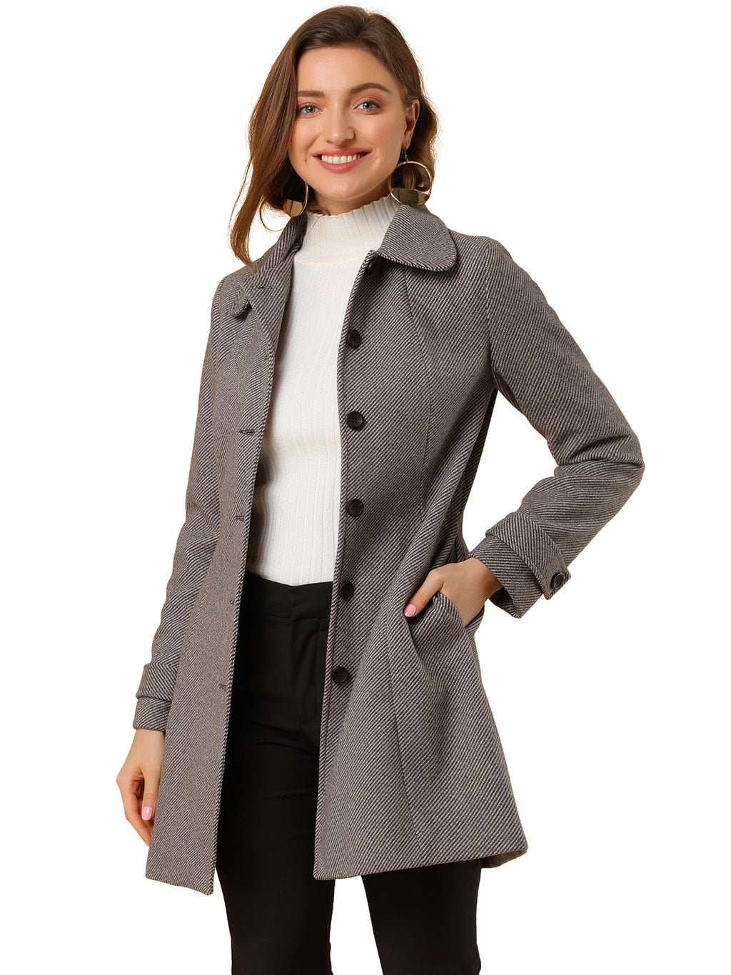 Slim-Profile Striped Overcoat