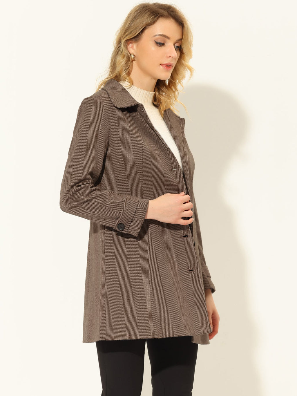 Slim-Profile Striped Overcoat