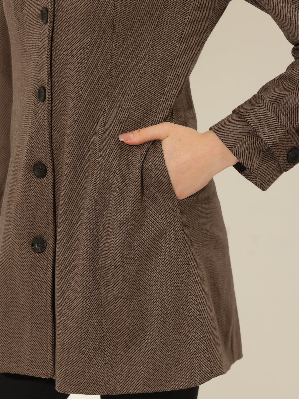 Slim-Profile Striped Overcoat